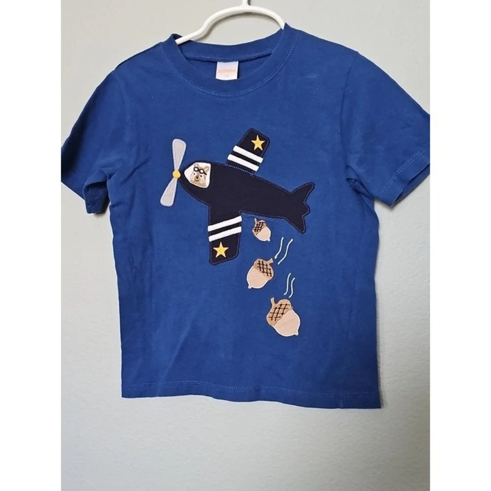 Gymboree Boys Blue Airplane Acorn Graphic T-Shirt Size 3T Cotton Short Sleeve